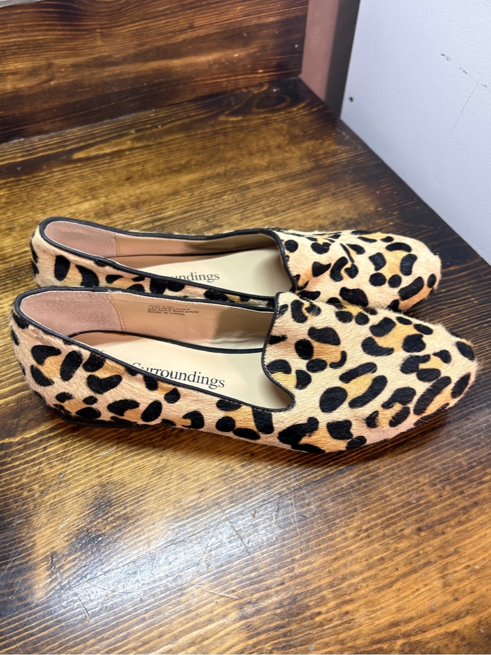 Soft Surroundings Tan Calf Hair Leopard Print Flats Size 6.5